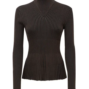 Bottega Veneta Maglia Plisse in Viscosa Marrone da donna