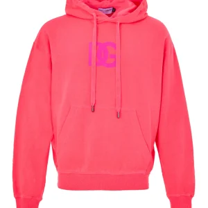 Dolce & Gabbana Felpa con Cappuccio Rosa con Logo DG da uomo