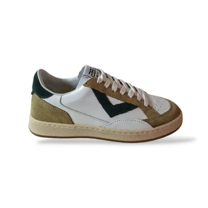 Sneakers bambino 2B12 Junior Play bianche beige verdone pelle