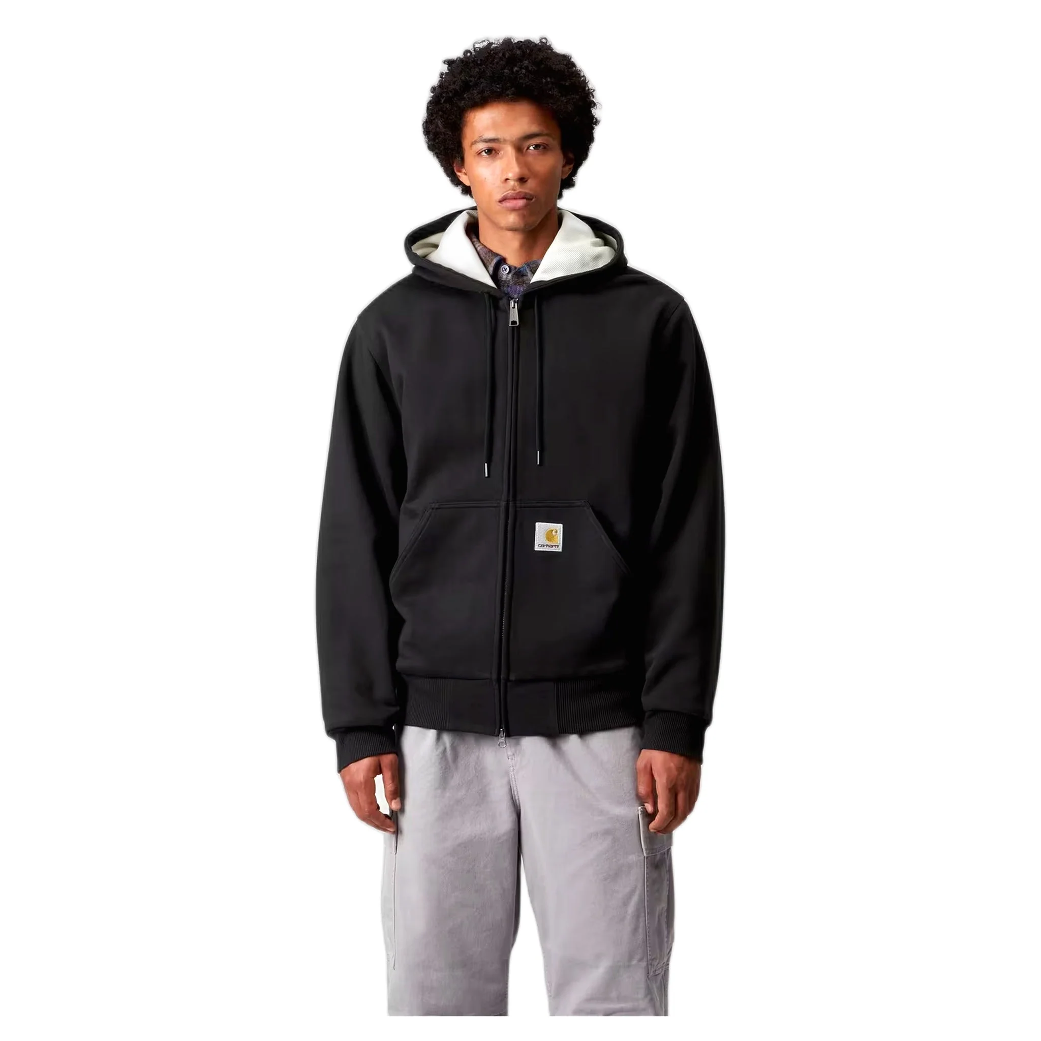 CARHARTT WIP felpa carhartt wip active sweat jacket - black stone washed da uomo - immagine 5